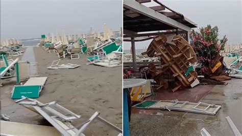 Meteo: Tromba d'aria a Punta Marina (RA), la spiaggia distrutta .